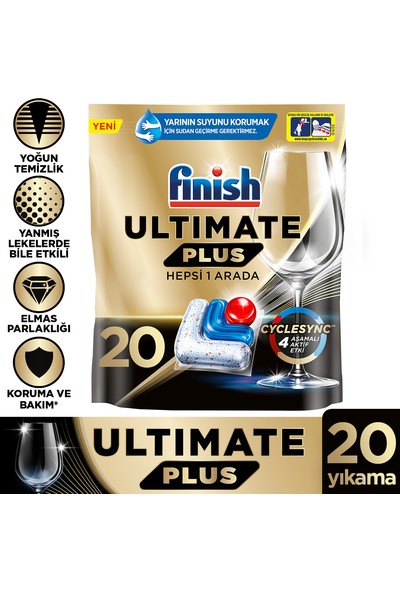 Finish Ultimate Plus 20 Kapsül Bulaşık Makinesi Deterjanı Tableti (1 x 20 Kapsül)