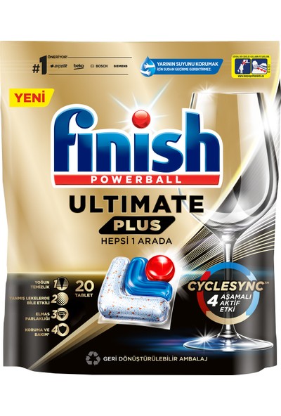 Finish Ultimate Plus 20 Kapsül Bulaşık Makinesi Deterjanı Tableti (1 x 20 Kapsül)