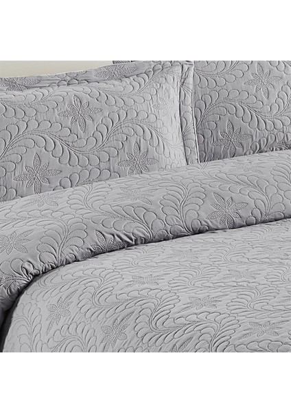 Home Lily Gri Microfiber Kapitone Çift Kişilik Yatak Örtüsü 23415