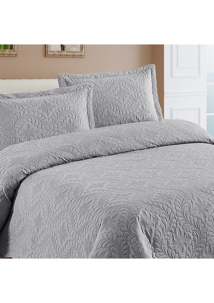 Home Lily Gri Microfiber Kapitone Çift Kişilik Yatak Örtüsü 23415