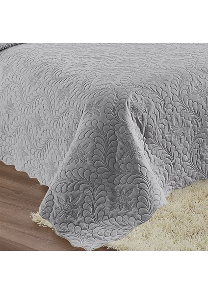 Home Lily Gri Microfiber Kapitone Çift Kişilik Yatak Örtüsü 23415