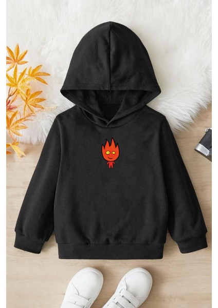 Çocuk Ateş Baskılı Sweatshirt