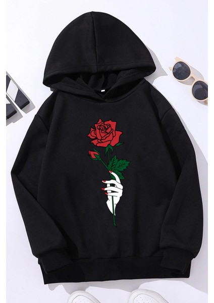 Çocuk Rose Baskılı Sweatshirt