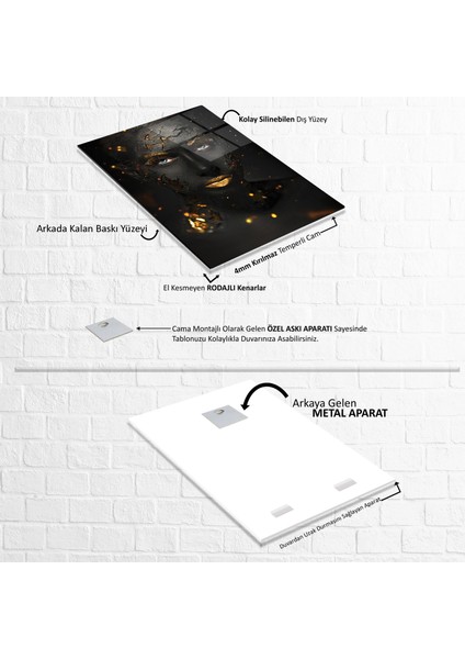 Gold Dudak Kadın Cam Tablo fırsatları