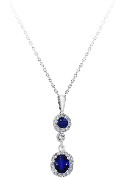 Safir Ve Pırlanta Taşlı Kolye 0405P0004