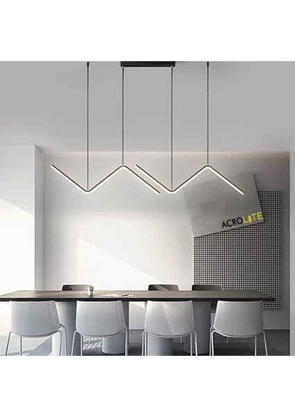 Double Z Dekoratif Sarkıt LED Aydınlatma Avize Siyah 4000K