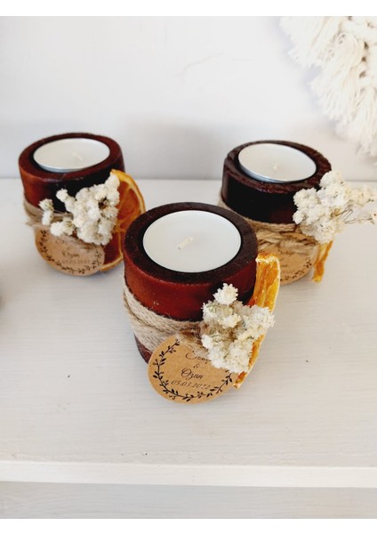 Hediyelik Ahşap Silindir Mumluk 20 Adet