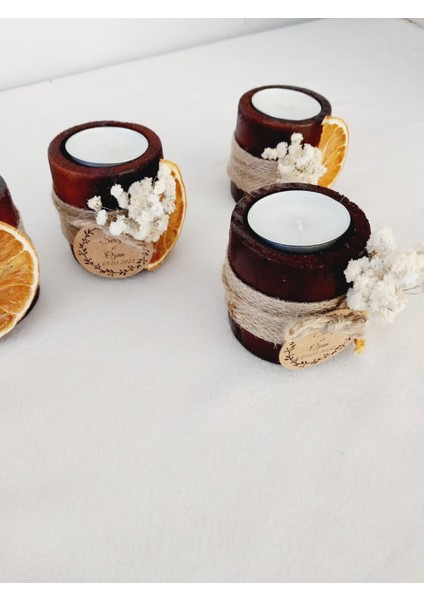 Hediyelik Ahşap Silindir Mumluk 20 Adet modelleri