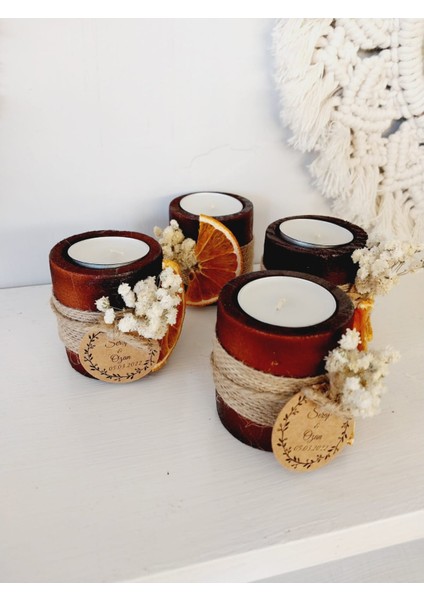 Hediyelik Ahşap Silindir Mumluk 20 Adet fırsatları