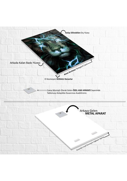 Neon Aslan Cam Tablo fırsatları