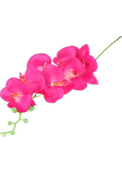 Yapay Orkide Çiçekler 9 Baş Ipek Sahte Floral Diy Kapalı Açık Düğün Kırmızı