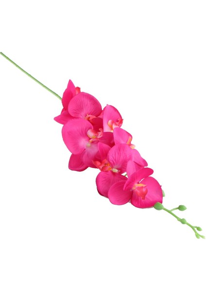 Yapay Orkide Çiçekler 9 Baş Ipek Sahte Floral Diy Kapalı Açık Düğün Kırmızı