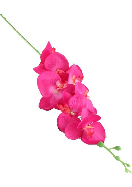 Yapay Orkide Çiçekler 9 Baş Ipek Sahte Floral Diy Kapalı Açık Düğün Kırmızı
