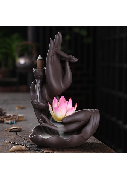 Backflow Brülör Tutucu Bergamot Lotus Koni Censer Ev Hediyesi Pembe