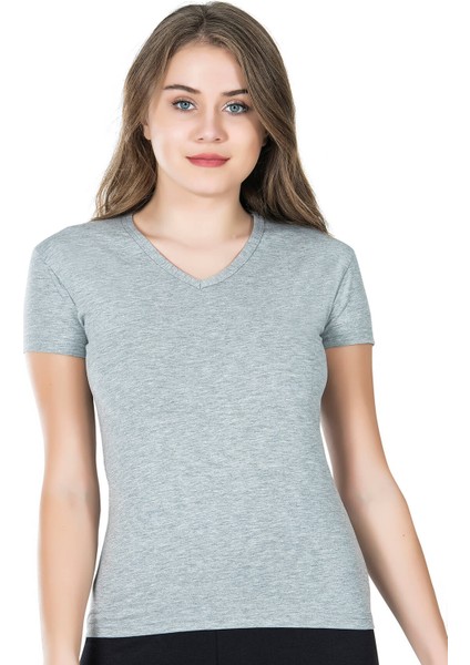 Yarım Kol V Yaka Kadın Tişört 227