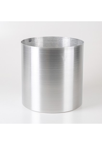 Silindir Alüminyum Saksı Gümüş Ebat 15 x 15 cm