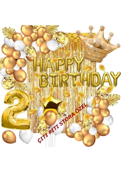2 Yaş Lüks Happy Bırthday Kral Taçlı Doğum Günü Seti
