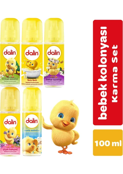 Bebek Kolonyası 100 ml (Bıcı Bıcı- Orman- Bahar- Çicek- Deniz) Karma 5 Li Set