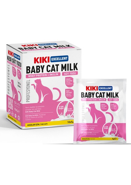 Kıkı Excellent Kedi Süt Tozu Saşe (Whey Protein + Inulin) 5 Gr. 10 Adet (Kutu) KC112B10