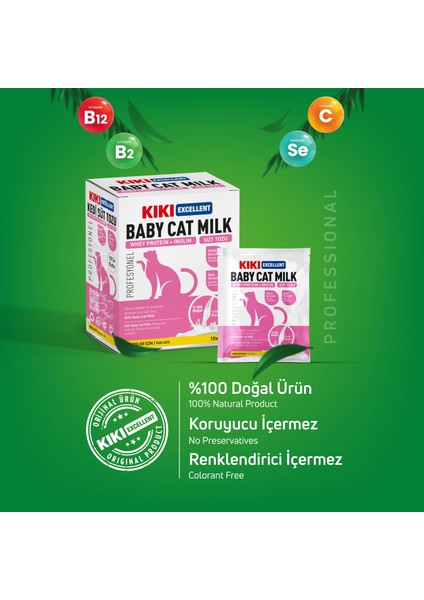 Kıkı Excellent Kedi Süt Tozu Saşe (Whey Protein + Inulin) 5 Gr. 10 Adet (Kutu) KC112B10