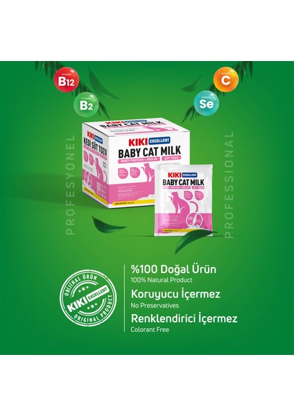 Kıkı Excellent Kedi Süt Tozu Saşe (Whey Protein + Inulin) 5 Gr. 30 Adet (Kutu) KC112B30