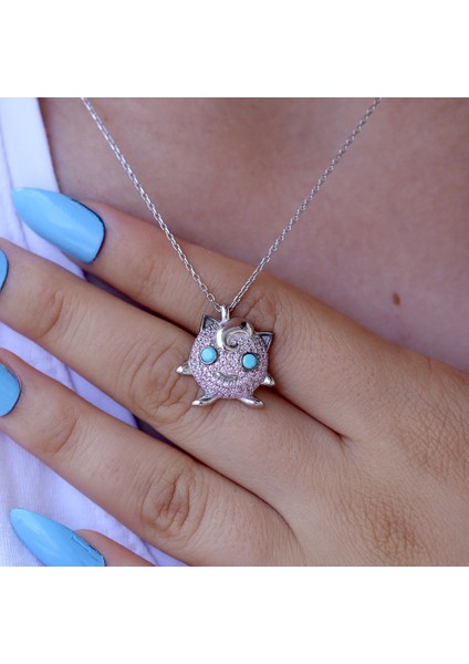 Pokemon Jigglypuff Gümüş Kolye