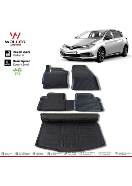 Toyota Auris Paspas Bagaj Havuzu Set 2013 2018 Arası 3D Wöller Ultraflex Set