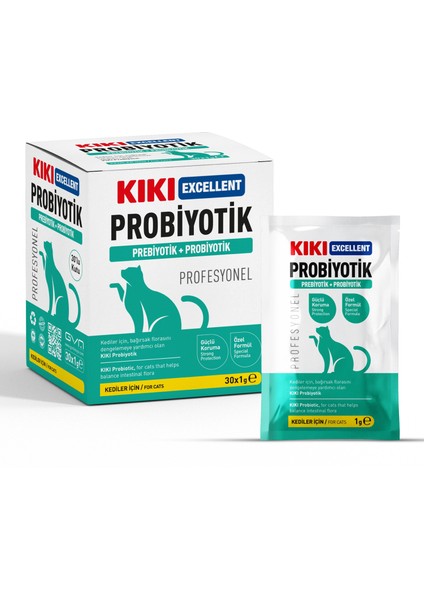 Kıkı Excellent Kedi Probiyotik + Prebiyotik Saşe 1 Gr. 30 Adet (Kutu) KC111B30