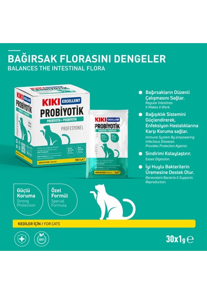 Kıkı Excellent Kedi Probiyotik + Prebiyotik Saşe 1 Gr. 30 Adet (Kutu) KC111B30 fiyatları