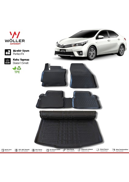 Toyota Corolla Paspas Bagaj Havuzu Set 2013 2018 Arası 3D Wöller Ultraflex Set