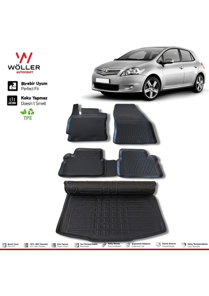 Toyota Auris Paspas Bagaj Havuzu Set 2007 2012 Arası 3D Havuzlu Wöller