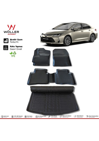 Toyota Corolla Paspas Bagaj Havuzu Set 2019 2024 Arası 3D Wöller Ultraflex Set