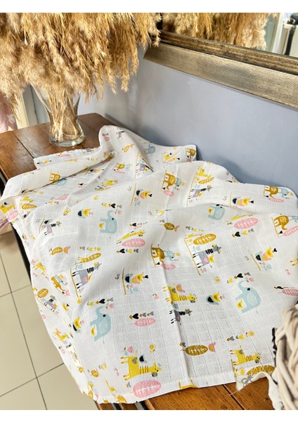 Tek Katlı Müslin Bebek Battaniyesi ve Çok Amaçlı Örtü
