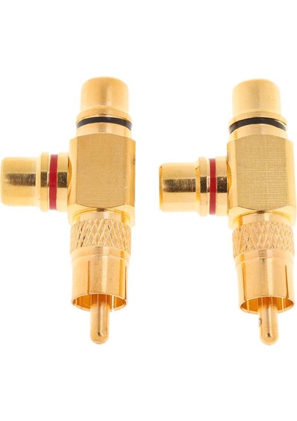 2pcs Rca Sağ Açılı Konektör Fiş Adaptörü Erkek 2 Dişi Altın Kaplamaya (Yurt Dışından)