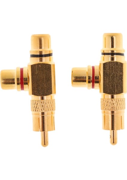2pcs Rca Sağ Açılı Konektör Fiş Adaptörü Erkek 2 Dişi Altın Kaplamaya (Yurt Dışından) fiyatları