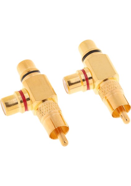 2pcs Rca Sağ Açılı Konektör Fiş Adaptörü Erkek 2 Dişi Altın Kaplamaya (Yurt Dışından) fırsatları