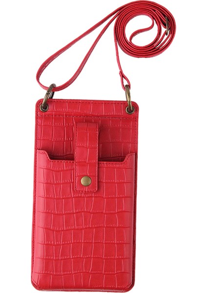 Pu Deri Cep Telefonu Çantası Çapraz Vücut Çantası Kadınlar Için Küçük Omuz Çantası Kırmızı (Yurt Dışından)
