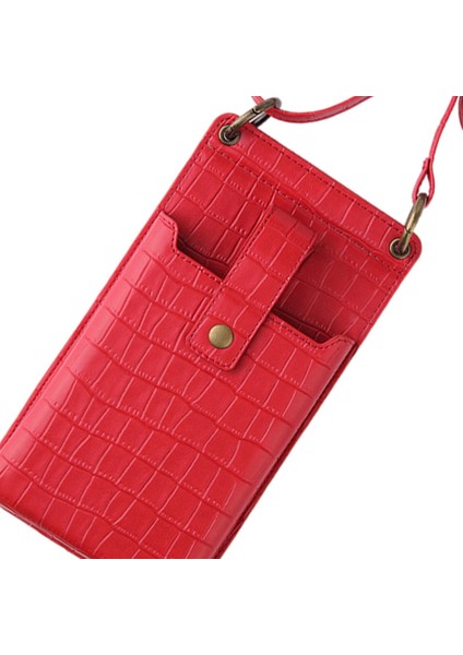 Pu Deri Cep Telefonu Çantası Çapraz Vücut Çantası Kadınlar Için Küçük Omuz Çantası Kırmızı (Yurt Dışından) indirimleri