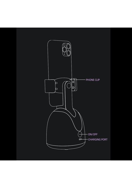 360 Rotasyon Selfie Yüz Izleme Stabilizatör Telefon Tutucusu Siyah (Yurt Dışından) fırsatları