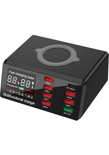 Qc 3.0 Hızlı Şarj 8 USB Ports Şarj Dock Istasyonu Kablosuz Şarj Cihazı (Yurt Dışından)