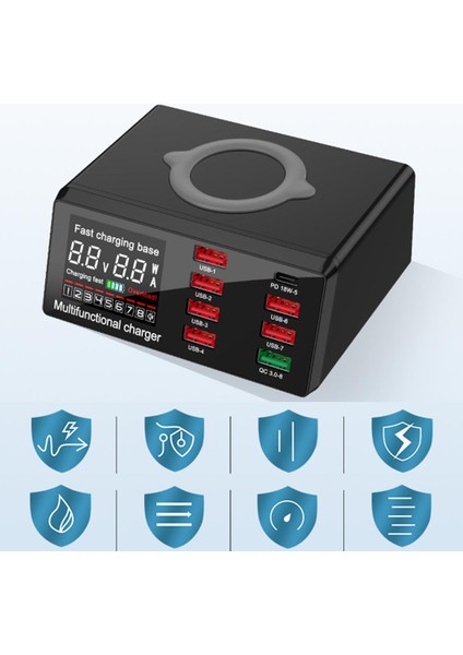 Qc 3.0 Hızlı Şarj 8 USB Ports Şarj Dock Istasyonu Kablosuz Şarj Cihazı (Yurt Dışından) indirimleri