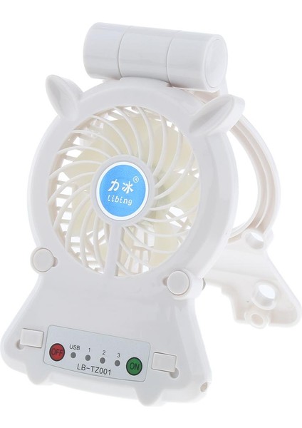 Protable Elektronik Fan Kendi Kendine Yeten Dişli Düğme Acil Durum Bankası Beyaz (Yurt Dışından)