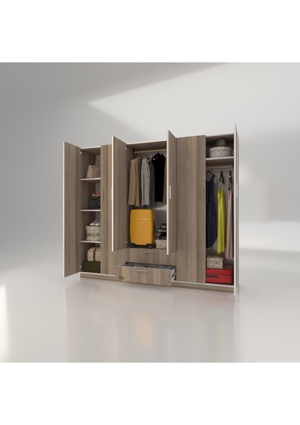Kenzlife gardırop 6 kapılı çekmeceli begonvil210 crd kapaklı gardolap dolap modelleri