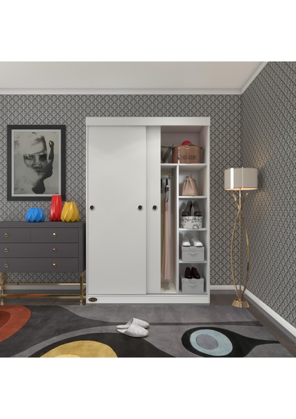 Kenzlife gardırop sürgülü kapaklı kapılı 120 papatya byz gardolap dolap