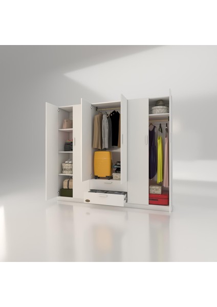 Kenzlife gardırop 6 kapılı çekmeceli begonvil210 byz kapaklı gardolap dolap modelleri