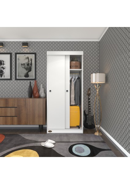 Kenzlife gardırop sürgülü kapaklı kapılı karanfil080 byz gardolap dolap