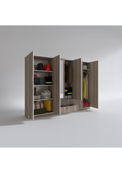 Kenzlife gardırop 6 kapılı çekmeceli begonvil240 crd aynalı kapaklı gardolap dolap fiyatları