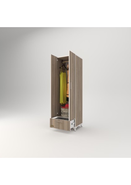 Kenzlife gardırop 2 kapaklı kapılı çekmeceli şebboy 168x50x42 crd ayaklı gardolap dolap modelleri