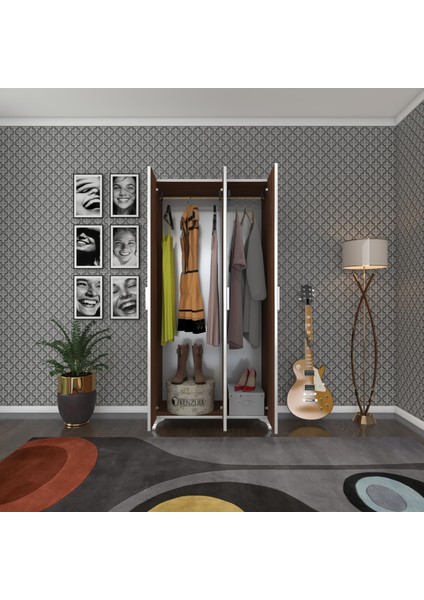 Kenzlife gardırop 3 kapaklı kapılı menekşe 168*80*42 cvz ayaklı gardolap dolap