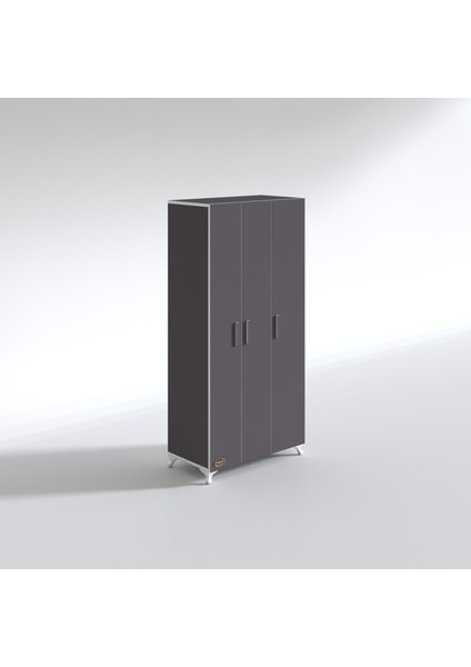 Kenzlife gardırop 3 kapaklı kapılı menekşe 168*80*42 gri ayaklı gardolap dolap